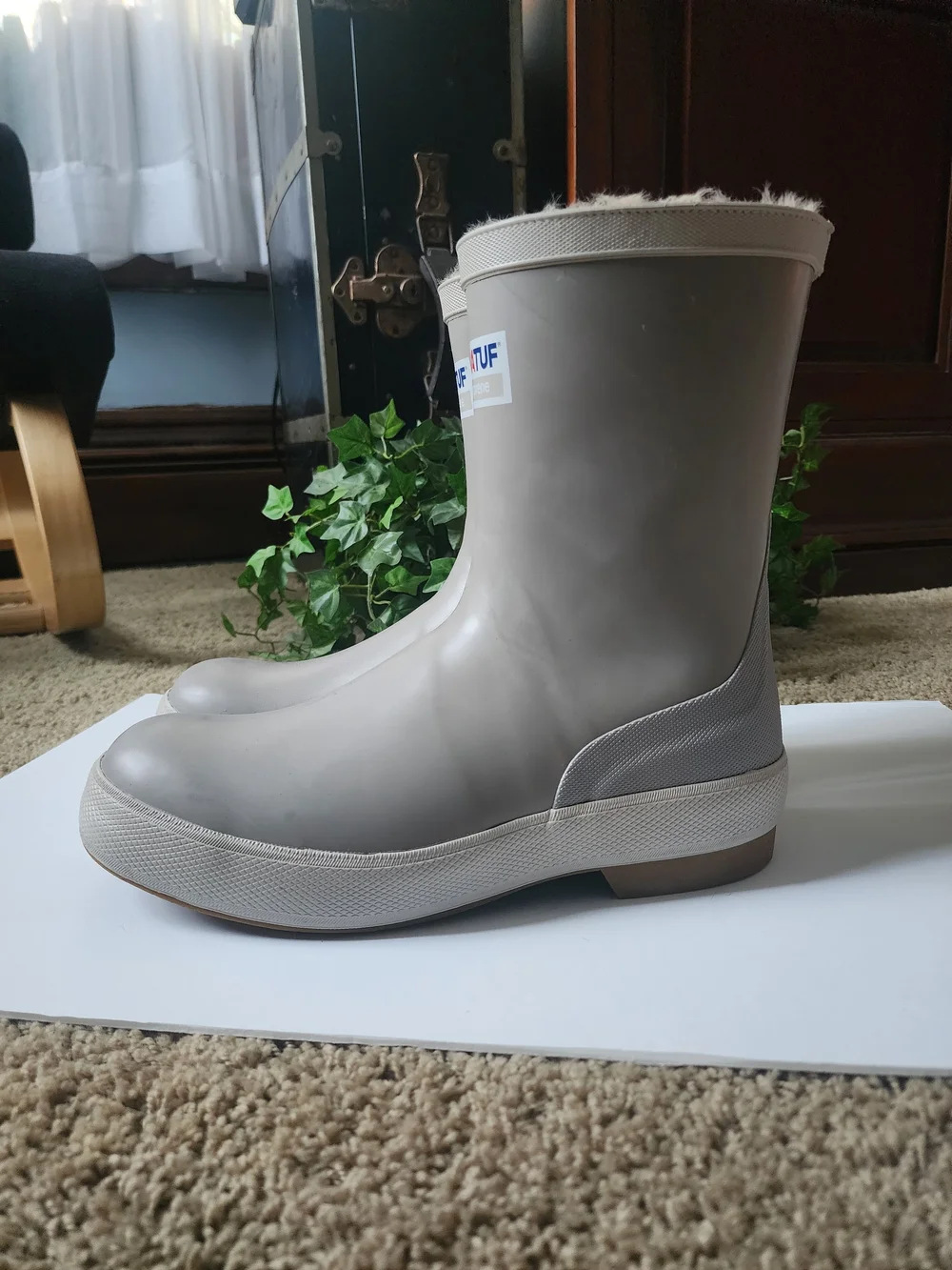 XTRATUF Men’s Fleece Lined Light Gray Neoprene Waterproof Rain Boots